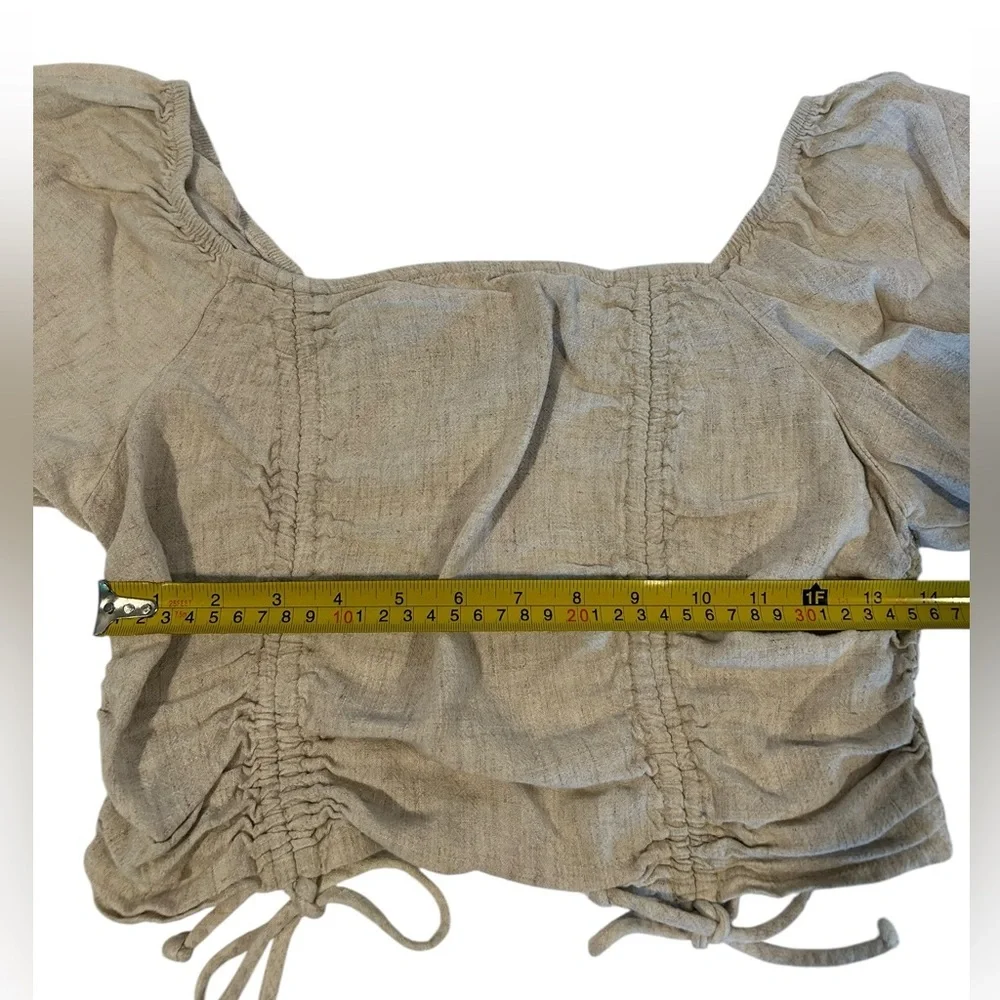 Wild Fable Linen Blend Ruched Crop Top Large - Picture 8 of 9